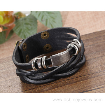 Handmade Leather Wrap Bracelet For Men With Metal Charms